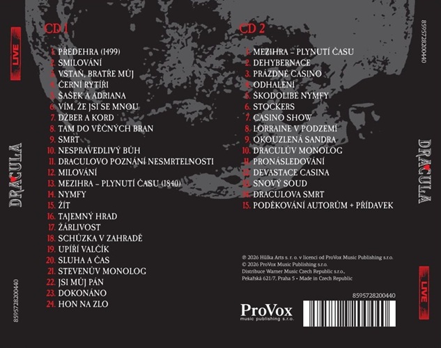 CD Dracula LIVE - zadní strana CD